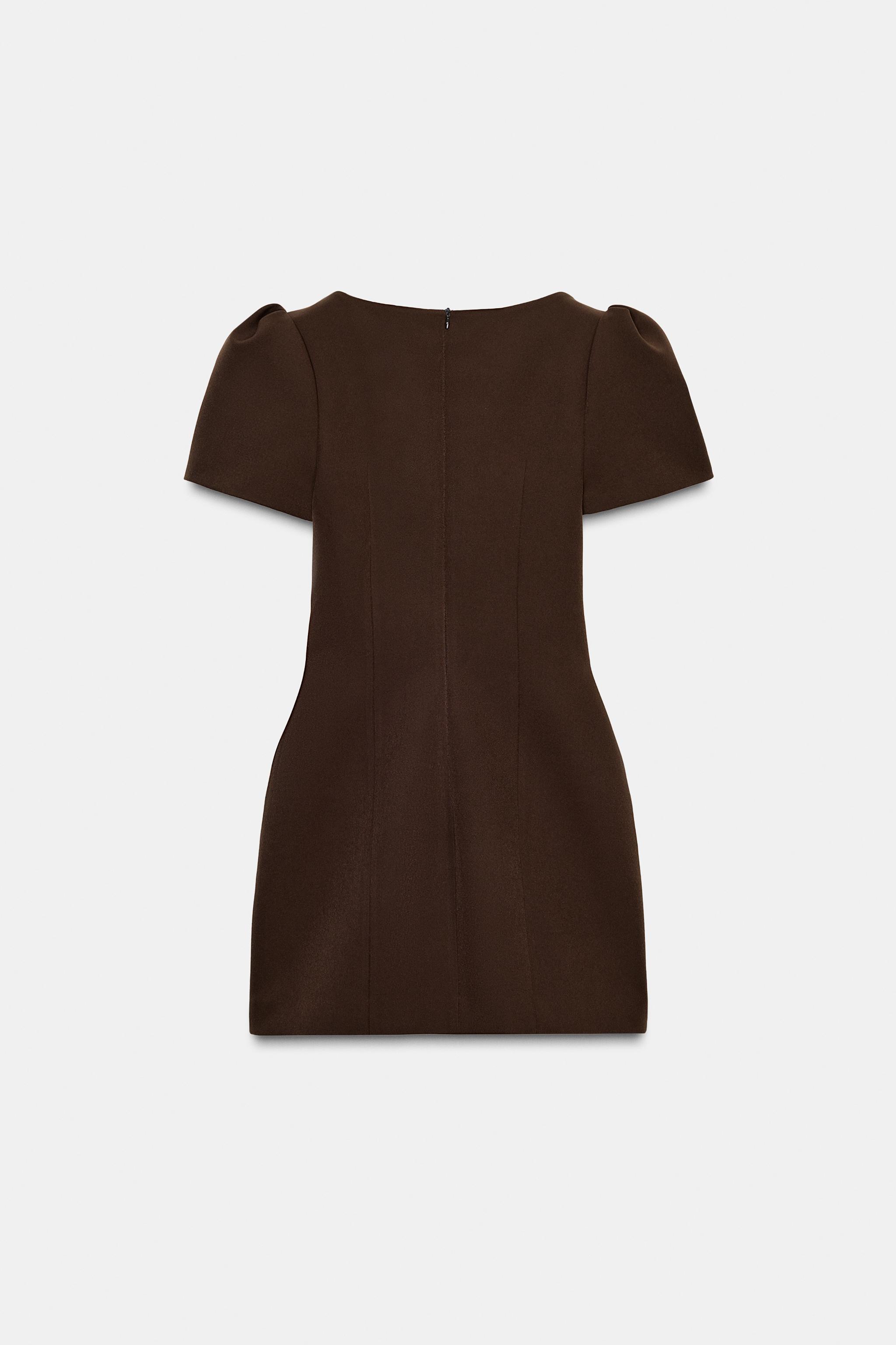 SHORT DRESS WITH PLEATS AND POCKETS - Brown | ZARA Australia SHORT DRESS WITH PLEATS AND POCKETS - Brown | ZARA Australia