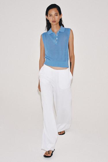 KNIT SLEEVELESS POLO SHIRT - Blue by Zara - Image 5