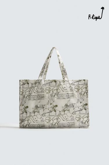Zara FILIPE JARDIM X ZARA COMBINATION SHOPPER BAG - Printed