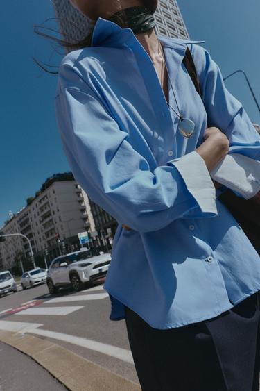 CAMISA BÁSICA OXFORD - Celeste de Zara