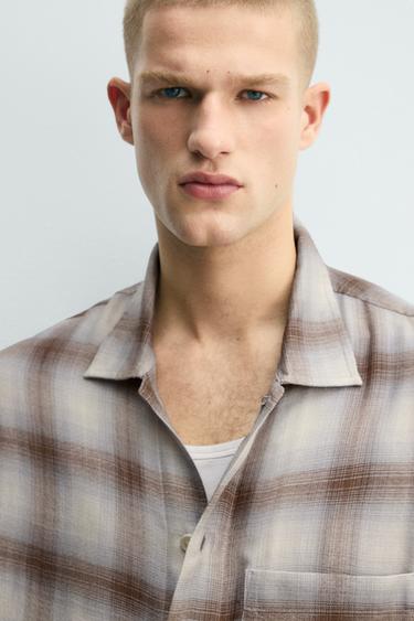 CHECK SHIRT WITH POCKET - Grey / Natural by Zara - Image 4