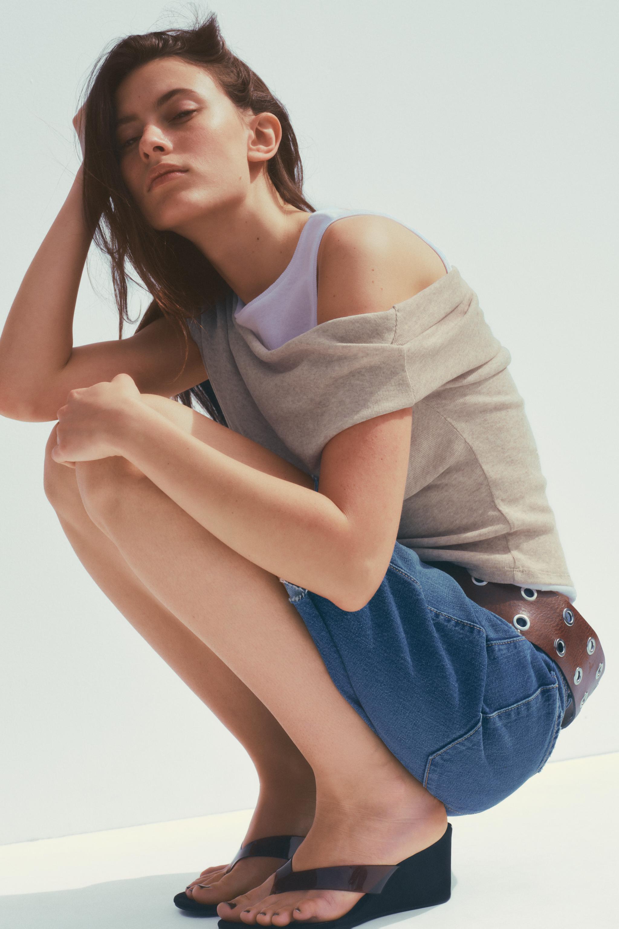 【ZARA】アシンメトリーダブルTシャツ 5644/213/720 ASYMMETRIC DOUBLE T-SHIRT - Beige marl | ZARA United States