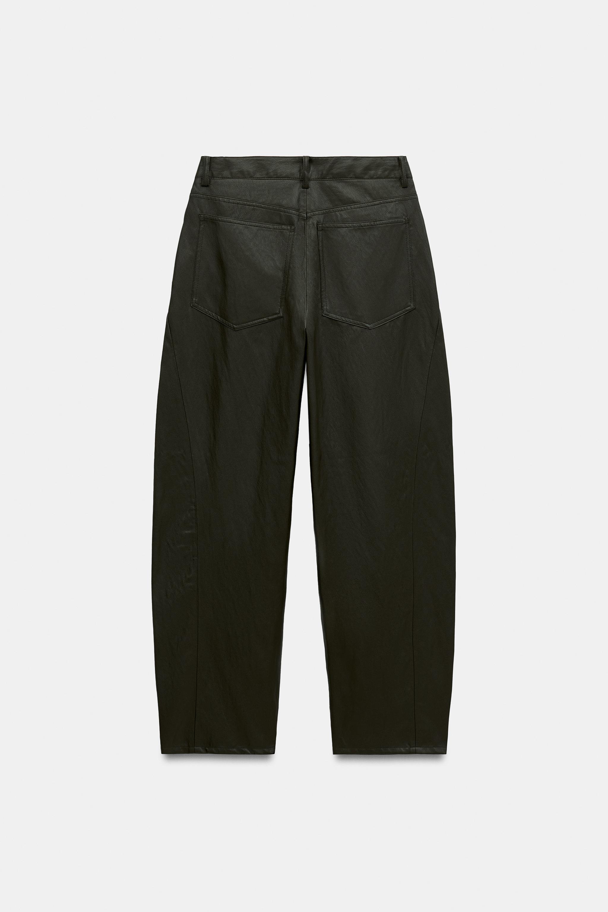 FAUX LEATHER BARREL PANTS