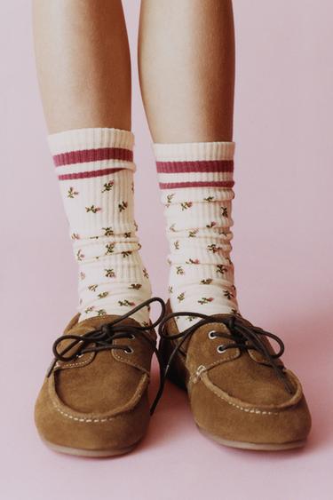 LEATHER DECK SHOES - Brown by Zara