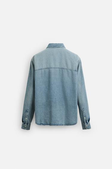WESTERN DENIM SHIRT - Mid-blue by Zara - Image 6