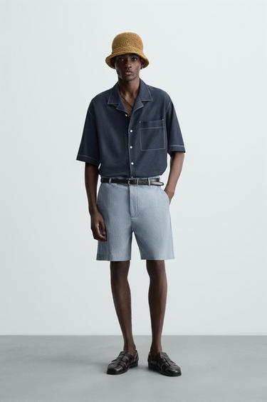 CONTRAST TOPSTITCHING SHIRT - Indigo by Zara - Image 0