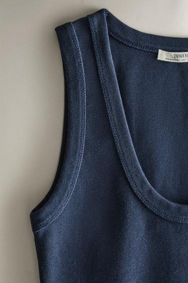 ROBE MIDI ÉVASÉE - Bleu marine de Zara - Image 2