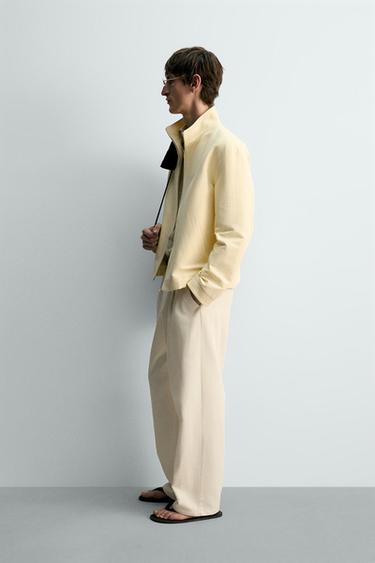 PANTALON STRAIGHT FIT À PLIS - Blanc cassé de Zara - Image 3