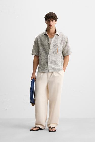Zara CONTRAST TEXTURE OVERSHIRT - Light beige - Image 0