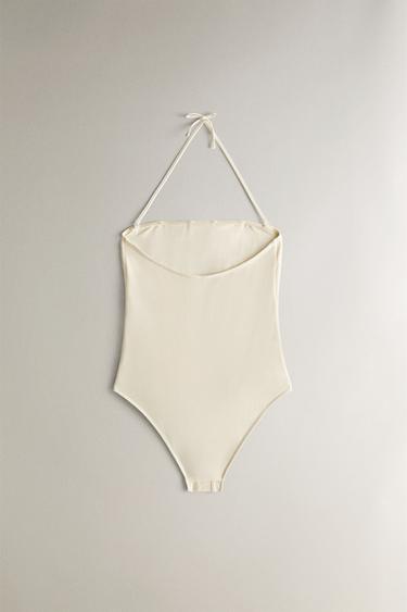 MAILLOT DE BAIN DE PLAGE FAÇON CORSET - Écru de Zara - Image 3