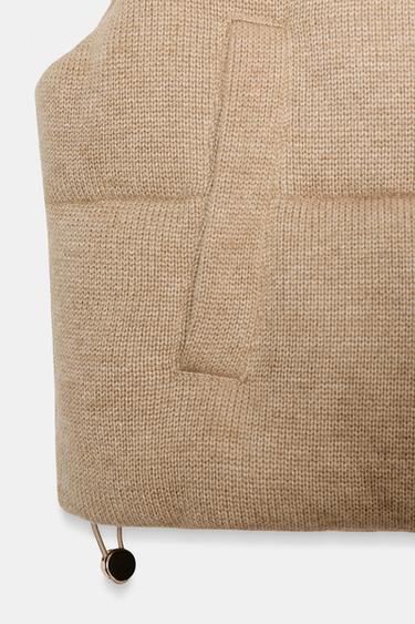 SHORT KNITTED PUFFER GILET - camel by Zara - Image 2