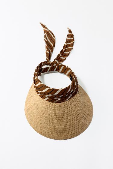 VISIÈRE FOULARD IMPRIMÉ ANIMALIER - Marron clair de Zara