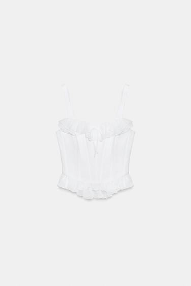 TOP BUSTIER À VOLANTS - Blanc de Zara - Image 2