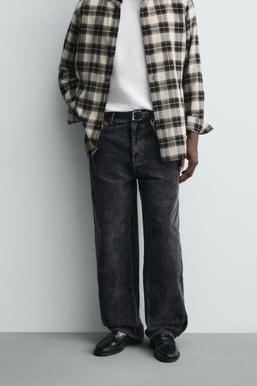 CORDUROY BAGGY TROUSERS WITH TWISTED SEAMS - Black by Zara