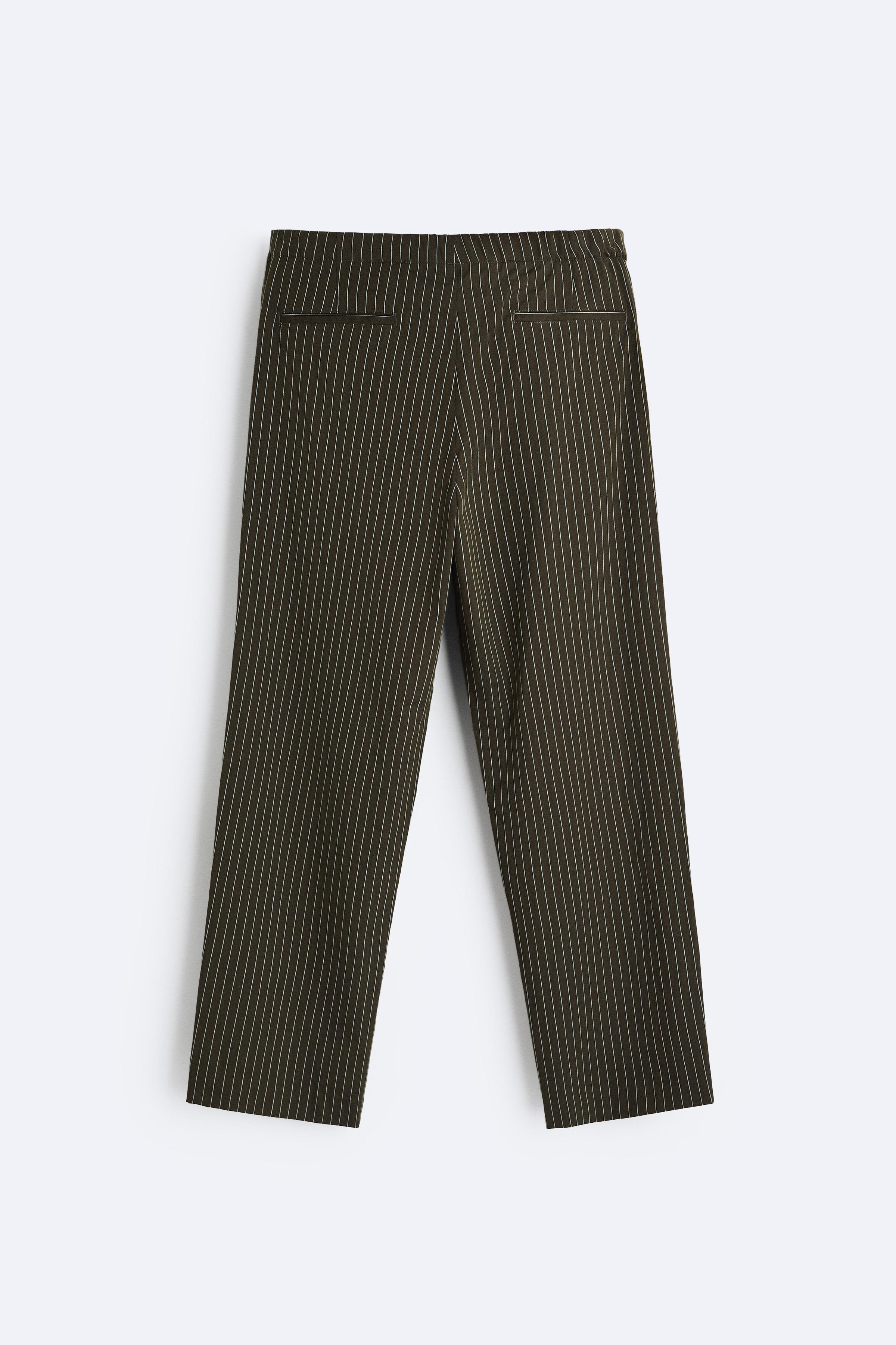 PLEATED STRIPED PANTS