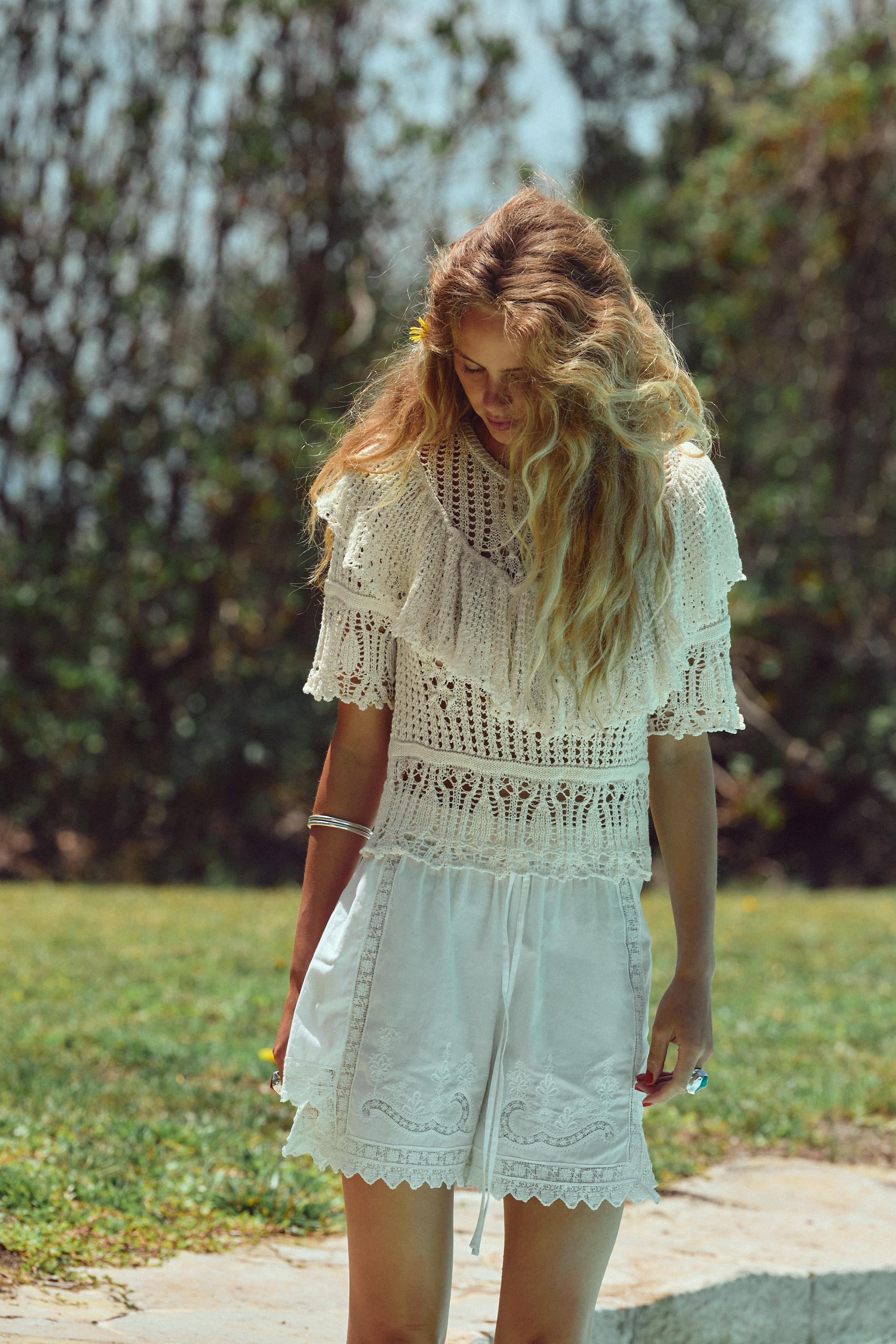 Zara ruffled knit top new arrivals