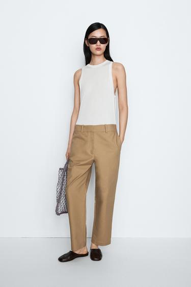 Zara Adjustable tab trousers - STUDIO - Dark mink - Image 0