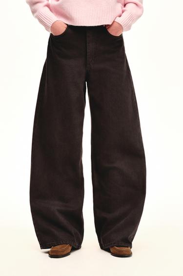 TRF EXTRA WIDE-LEG HIGH-WAIST JEANS - Brown by Zara