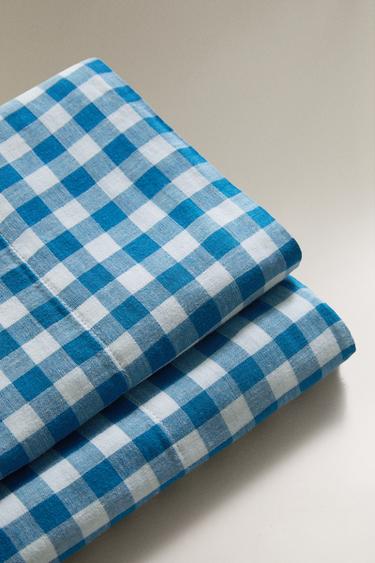 KIDS' CHECK MUSLIN FLAT SHEET - Bluish by Zara - Image 3
