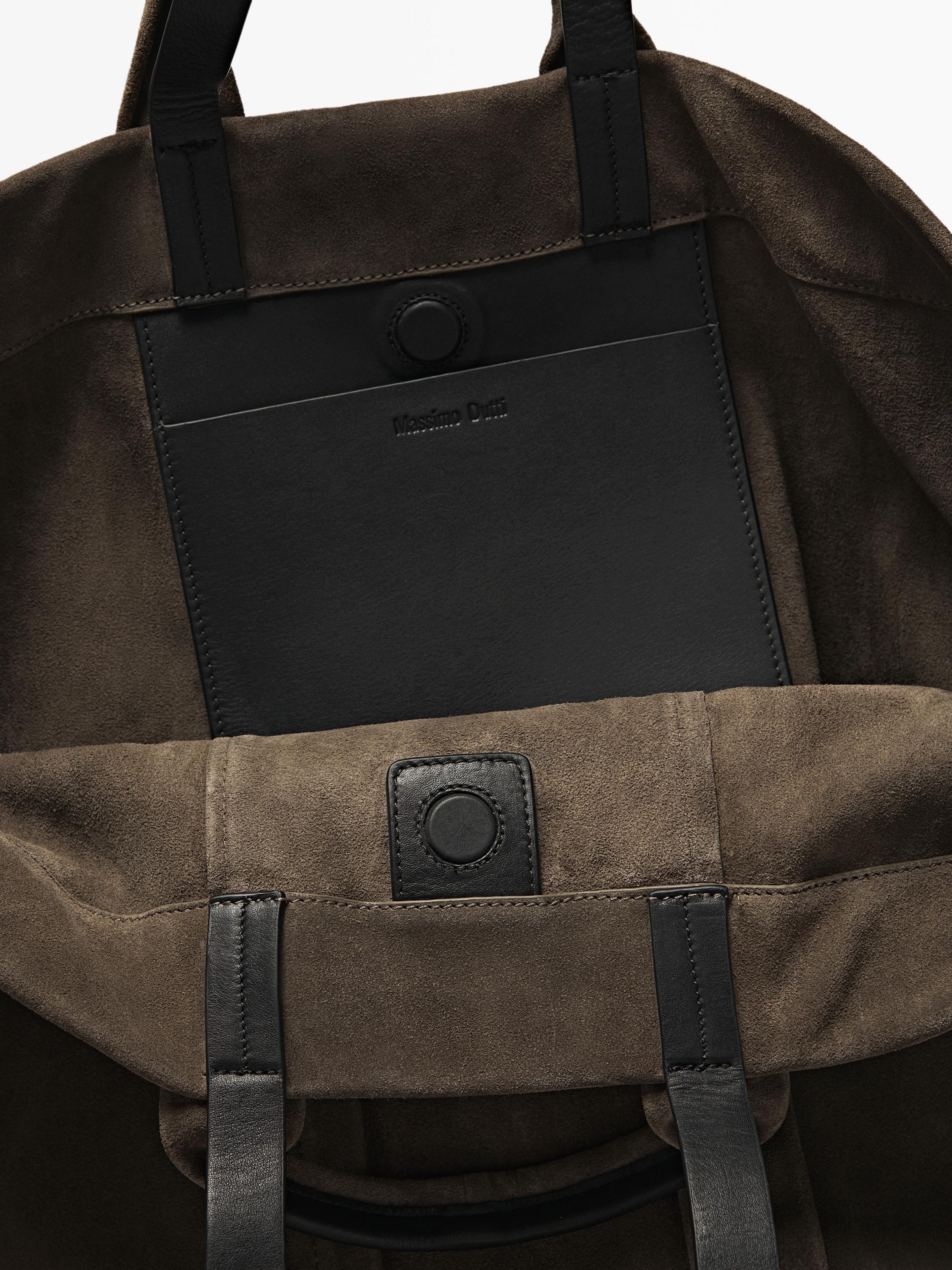 Sac cabas en croûte de cuir