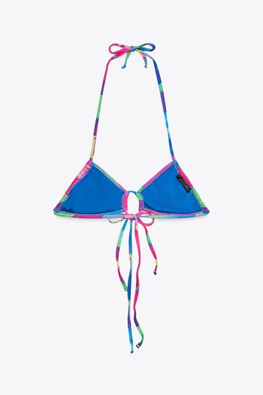 HAUT DE BIKINI IMPRIMÉ À NŒUDS - Bleu de Zara - Image 4