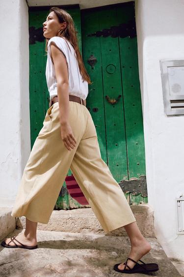 PANTALÓN CULOTTE CINTURÓN - Arena de Zara