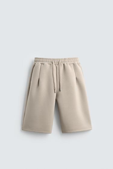 Zaras SHORTS MED NEOPRENEFFEKT OCH VECK - Sten