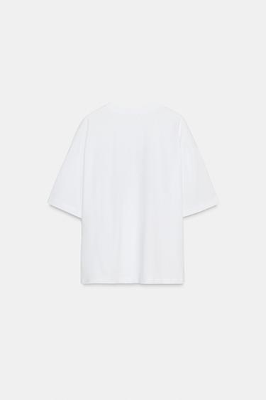 T-SHIRT À INSCRIPTION ET MANCHES COURTES - Blanc de Zara - Image 6