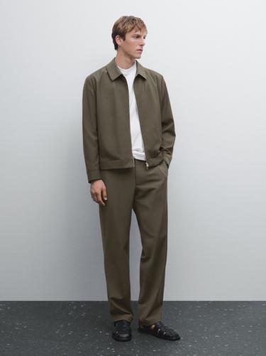 Pantalón total look con lana - Khaki oscuro de Zara - Imagen 0