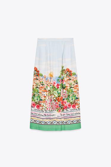 PRINTED LAYERED MIDI SKIRT - Multicoloured by Zara - Image 7
