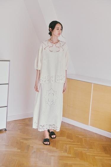 ZW COLLECTION SKIRT WITH CUTWORK EMBROIDERY - White by Zara