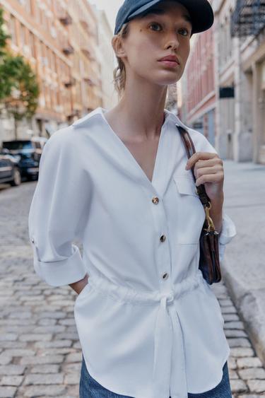 POPLIN SAFARI SHIRT - White by Zara - Image 1