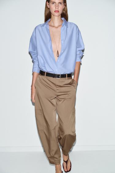 HIGH-WAIST CARGO TROUSERS - camel by Zara - Image 2