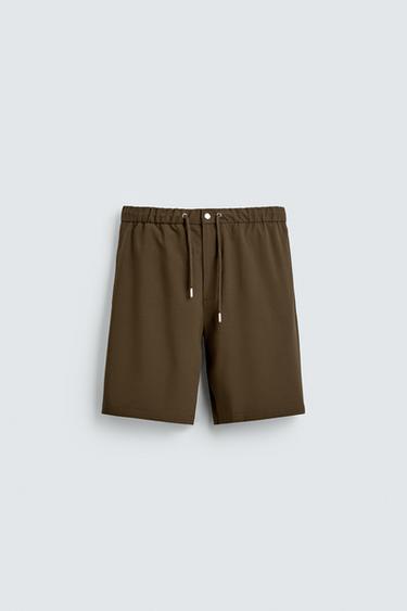 Zara RELAXED FIT TECHNICAL SHORTS - Tobacco