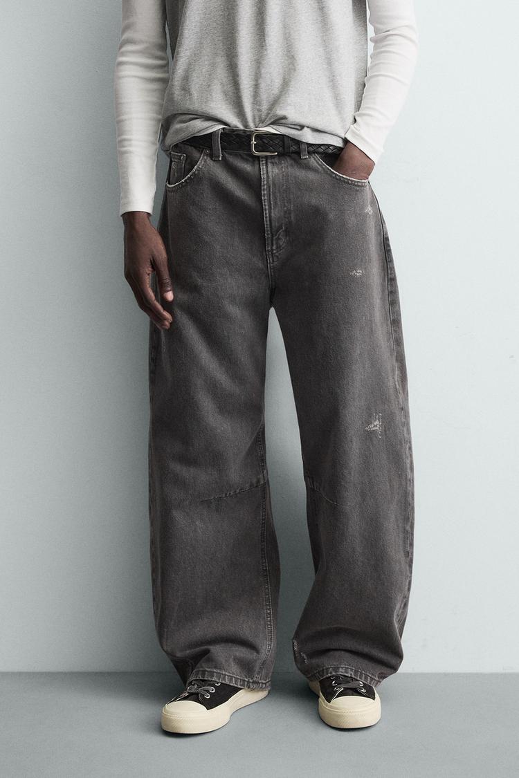 ZARA WASHED BARREL FIT TROUSERS