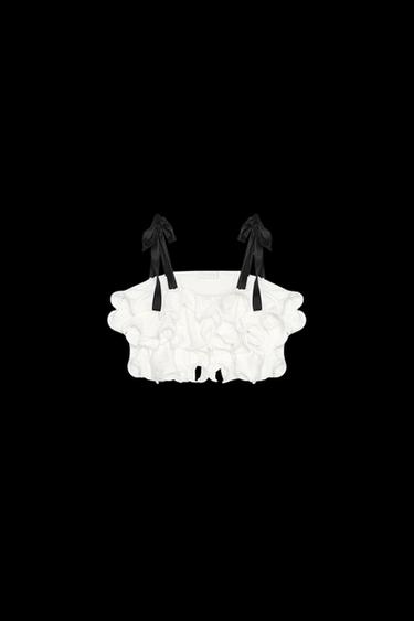 KNITTED RUFFLE TOP - White by Zara - Image 0