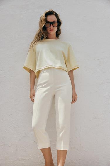 OVERSIZE CROP T-SHIRT - Yellow by Zara