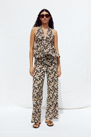 Zara WIDE PRINTED PANTS - Multicolored