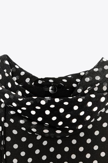 ZW COLLECTION HALTER POLKA DOT DRESS - Black / White by Zara - Image 7