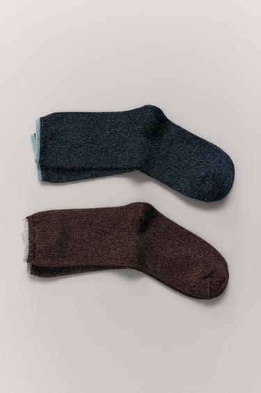 حزمة من زوجي جوارب طويلة لامعة - بني by Zara