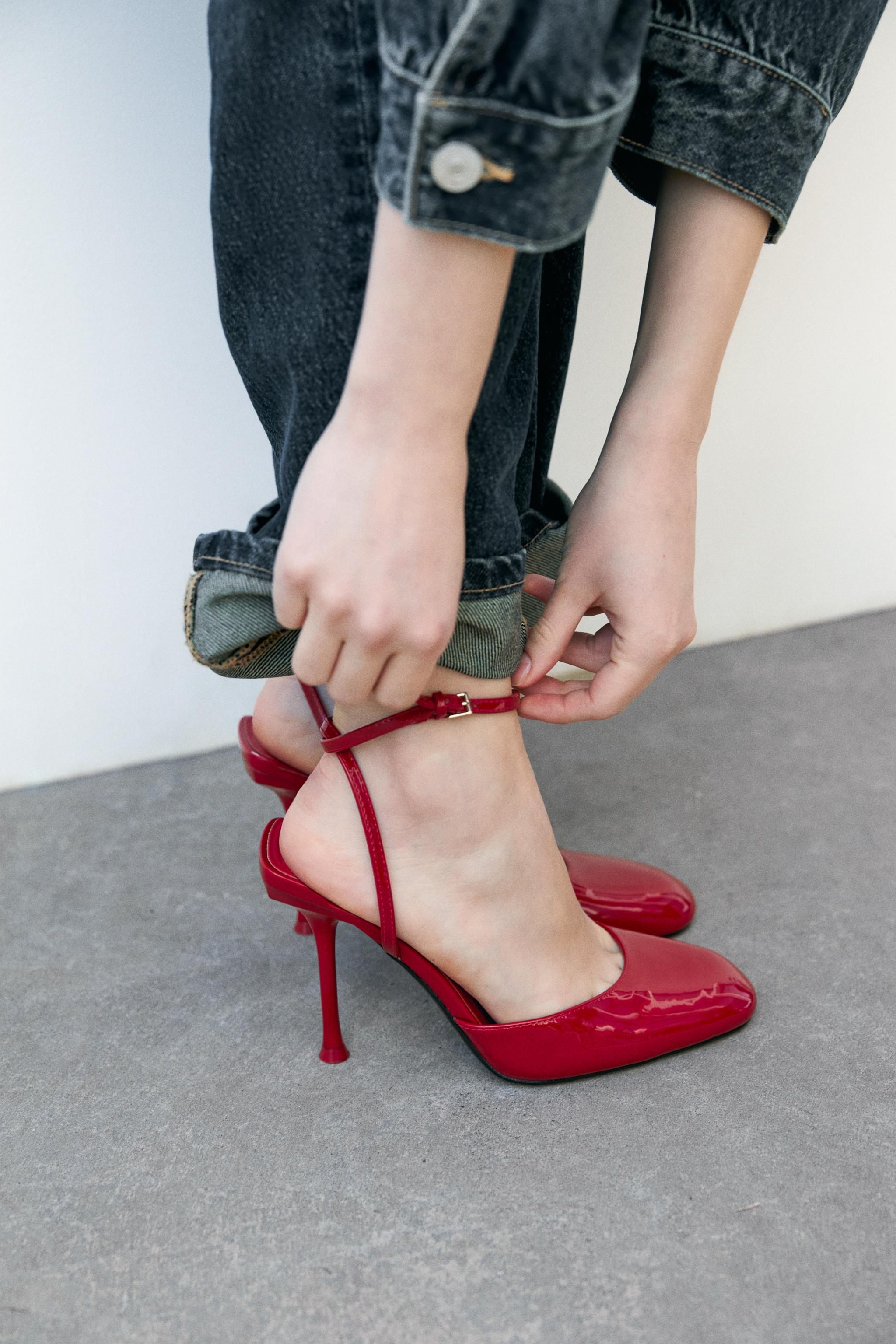 Zara High-heel suede sandals with vinyl vamp - Studio | Mall of America®