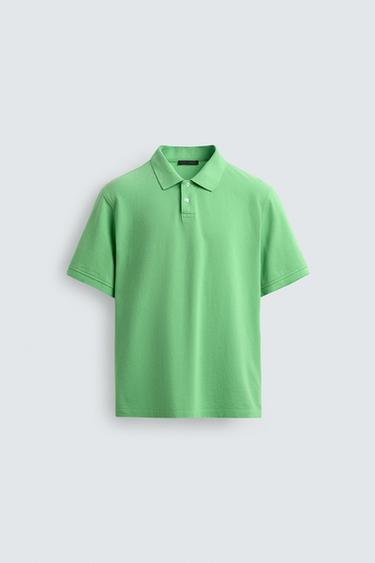 POLO MAJICA S PIKÉ TEKSTURO - Barva zelenega jabolka od Zare
