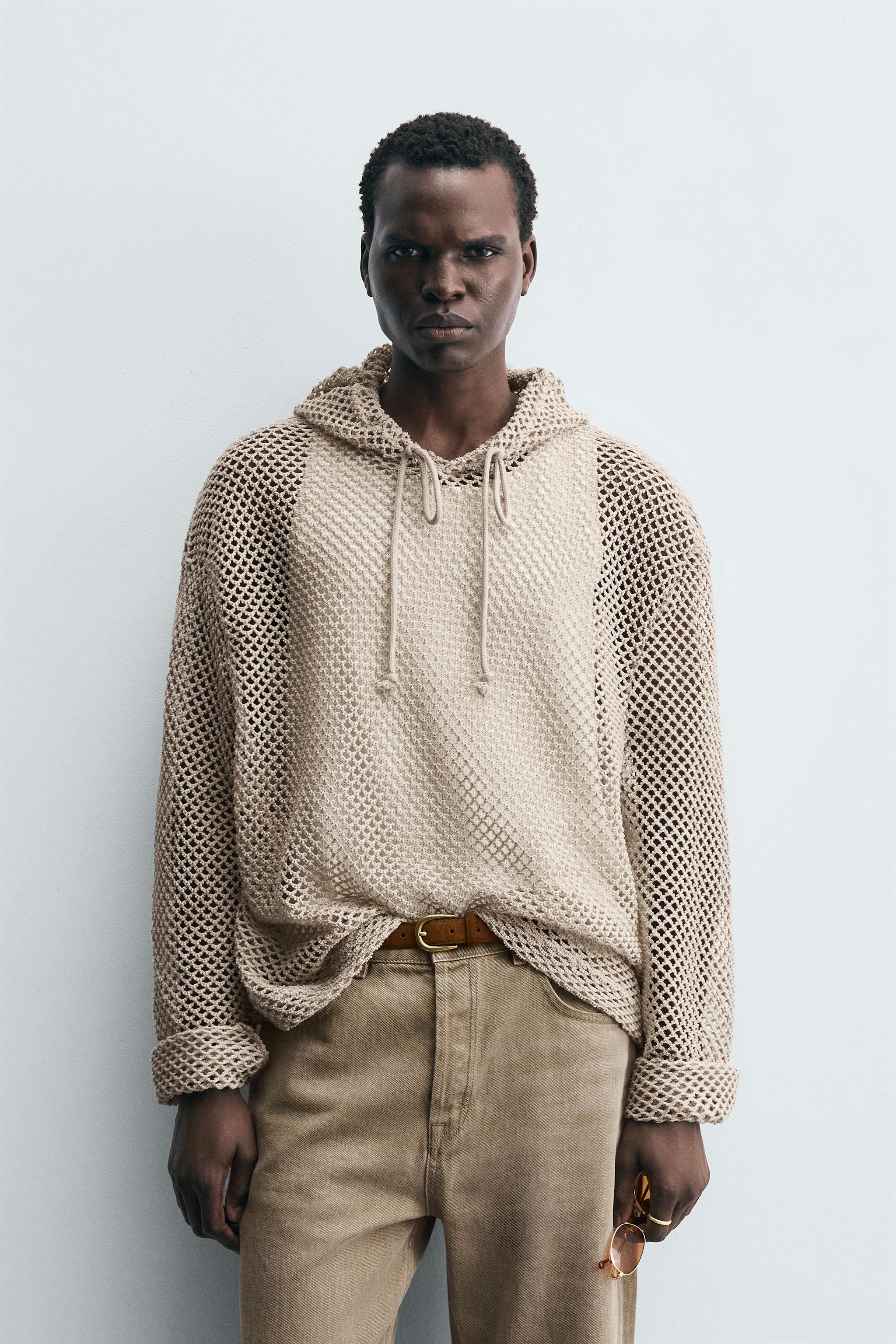 CROCHET TEXTURED SWEATSHIRT - Taupe grey | ZARA Singapore