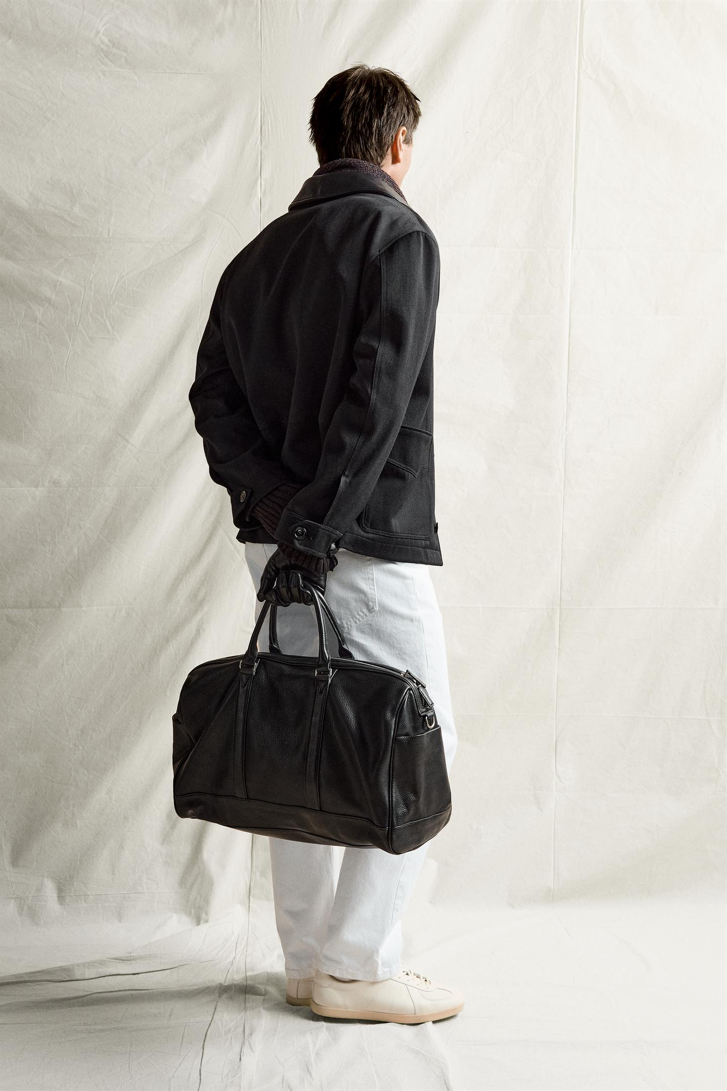 Мужская сумка Zara Leather Travel, цвет: Чёрный — фото 3