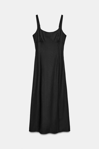 MIDI DRESS WITH VENT - Black by Zara