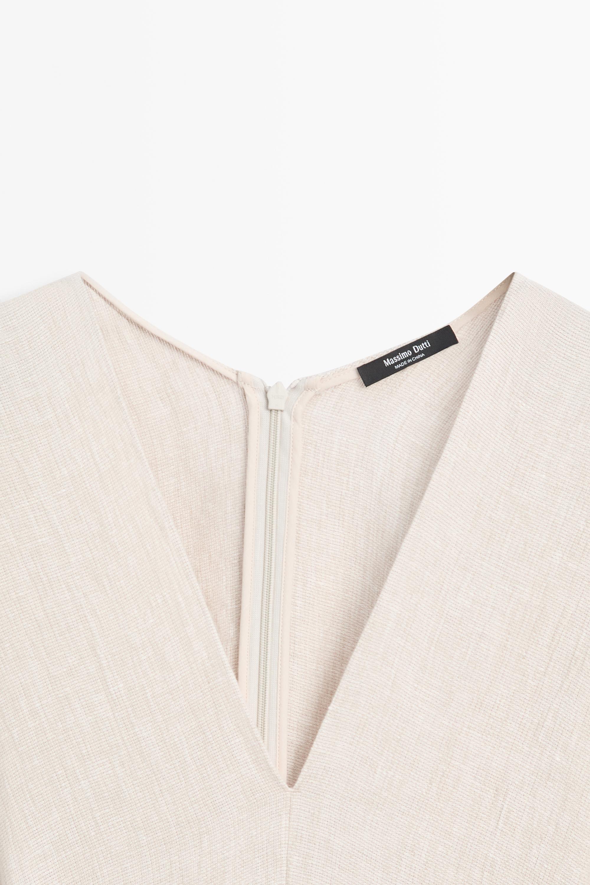 Lightweight short sleeve linen midi dress