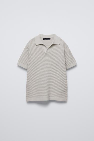 ПОЛО ИЗ РЕЛЬЕФНОГО ТРИКОТАЖА — СВЕТЛО-СЕРЫЙ от Zara — изображение 0