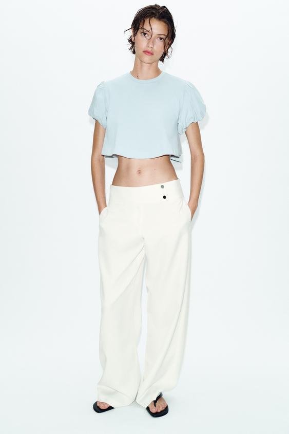 CROPPED VOLUMINOUS SLEEVE T-SHIRT