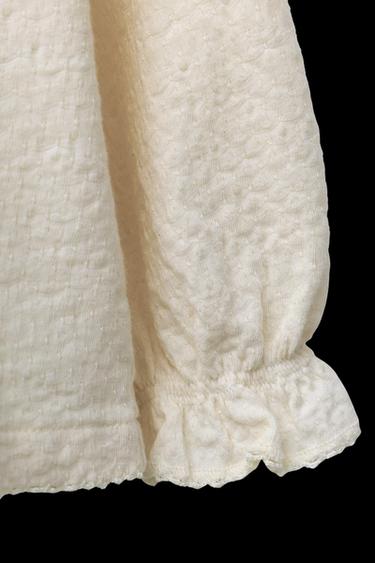 Zara PLAIN TEXTURED T-SHIRT - Ecru