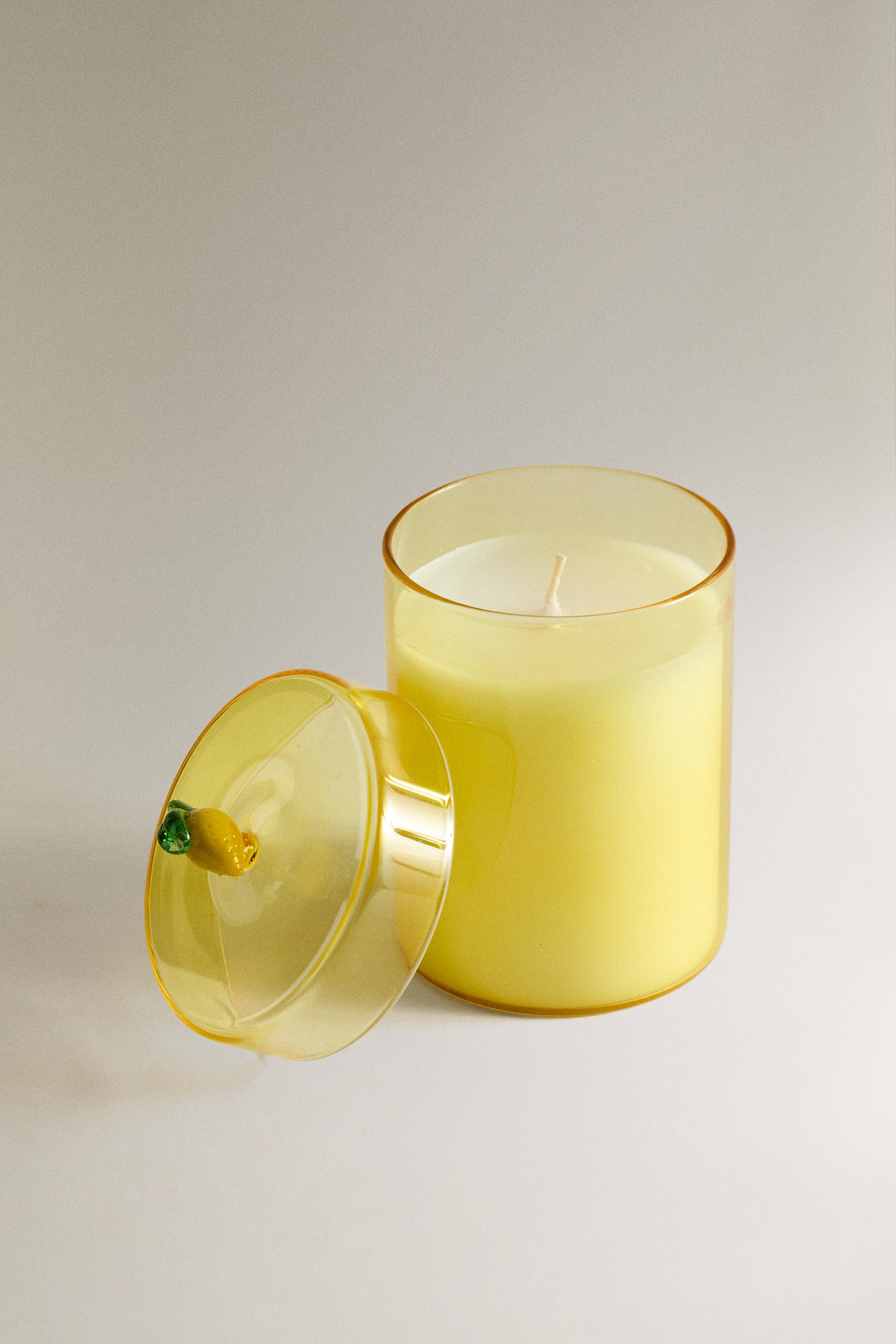 220G) GINGER LEMON アロマティックキャンドル - パステルイエロー